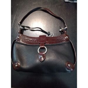 Brighton D273967 Handbag Satchel Pebbled Leather Black & Brown